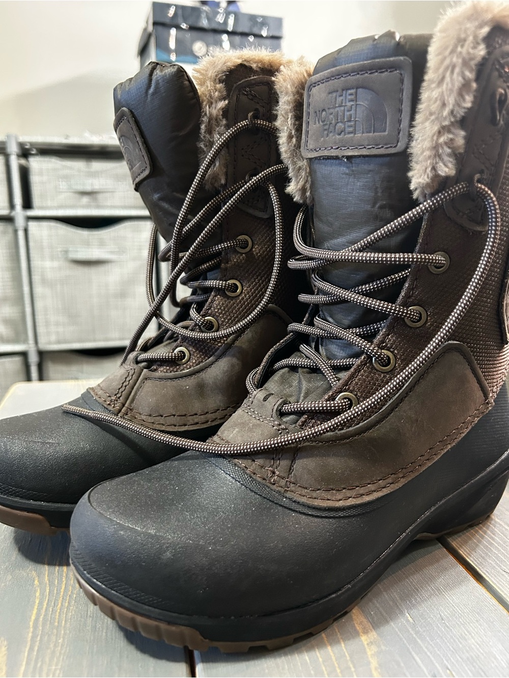 The North Face Men’s Dark Brown and Black Insulated Snow Boots